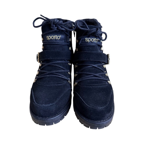 Sporto Katie chunky lug sole suede & faux shearling black ankle boots-
Size 9.5W - Picture 2 of 9